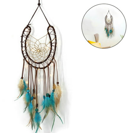 Dream Catcher Handmade Feathers Wall Car Hanging Decor Turquoise Beads Ornament